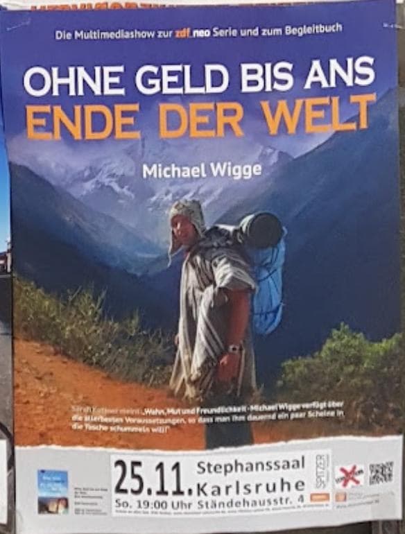 OHNE GELD BIS ANS ENDE DER WELT — poster from Karlsruhe